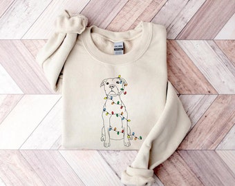 Christmas Dog Sweatshirt, Dog Owner Christmas Gift, Pitbull Christmas Shirt, Pitbull Mom Gift, Christmas Crewneck, Holiday Sweater, Xmas Tee