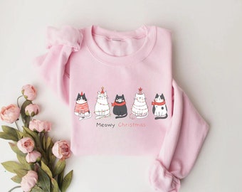 Meowy Christmas Sweatshirt,Happy Cat Year Shirt,Funny Christmas Cat Shirt,Cat Christmas Sweatshirt,Cats Sweatshirt,Cat Lover Christmas Shirt