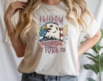 Freedom 17 Tour 76 Shirt, Retro 4th of July Shirt, Red White and Blue,America shirt,Fourth of July Shirt,Independence Day Tee,Comfort Colors
