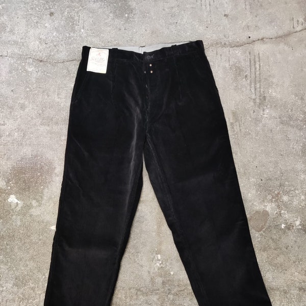 Pantalon Le Cable 1940's deadstock velours côtelé noir Taille 48 - Vêtement de travail français vintage