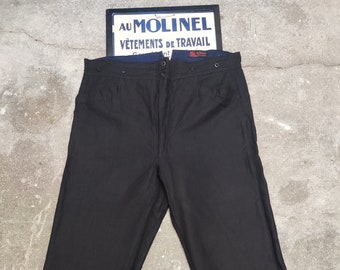 W41 French BLACK Moleskin Work Pants Vintage Rare Workwear W41 French BLACK Moleskin Work Pants Vintage Rare Workwear