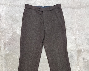 Pantalon de travail laine marron avec ceinture et poches chambray Deadstock Taille 50-75 1950’s - Vêtement de travail français