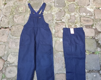 Lot combinaison et pantalon Métis lin coton 1950's Au Molinel Deadstock - Vêtements de travail français vintage
