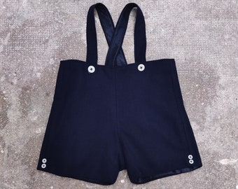 Salopette short 1930's enfant laine bleu Taille 3-4 ans Deadstock - Vêtement français vintage