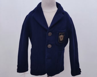 Blazer bleu laine enfant blason Deadstock Taille 4 ans 1940's - Vêtement français vintage