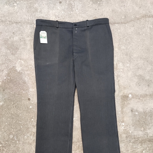 Pantalon côtelé retors bleu Au Montlagast 1950's Taille 56-80 met denim poches indigo ceinture chambray - Vêtement de travail français