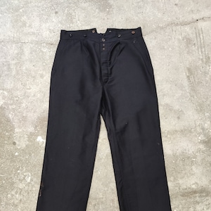 Pantalon moleskine noir 1950&#39;s Botton Le Cable Taille 50 - Vêtement de travail français vintage