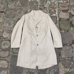 Blouse martingale crème taille 1 1950&#39;s Au Molinel Deadstock - Vêtement de travail français vintage