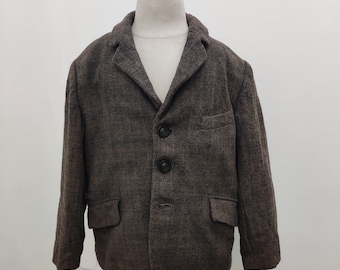 Blazer marron laine enfant Taille 4 ans 1940's - Vêtement français vintage