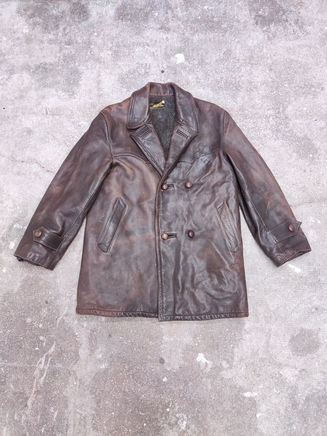 Manteau Ancien En Cuir Marron Conbipel Pour Femme - Taille M, Occasion Très Bon état