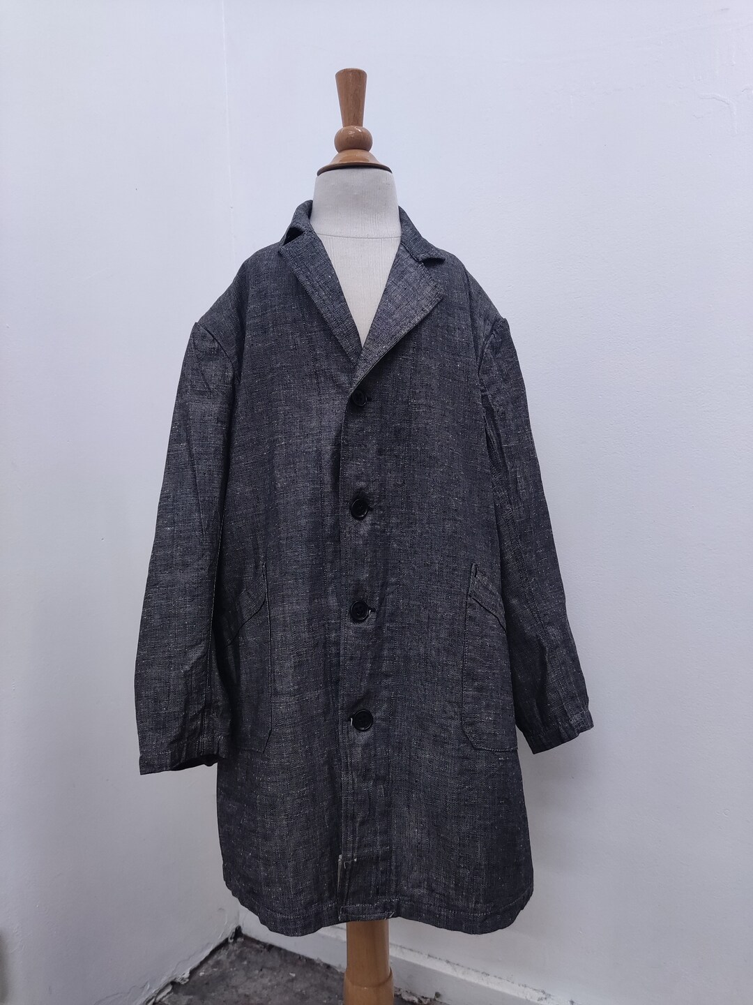 Blouse Architecte Lin Enfant Chambray Salt and Pepper Au Molinel 1950's