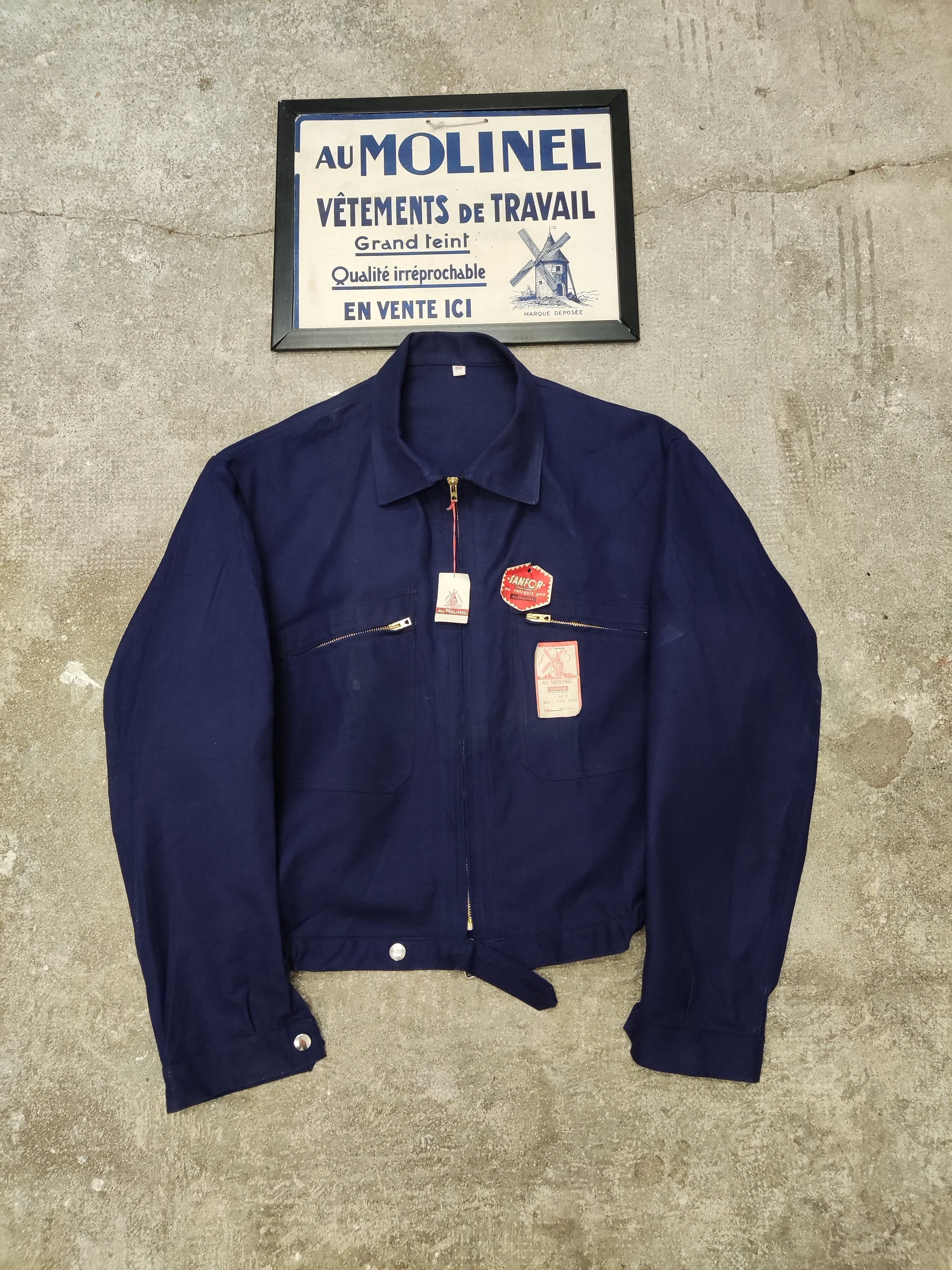 Cycliste Au Molinel Bleu Deadstock 1950s Taille 60 Vêtement De 