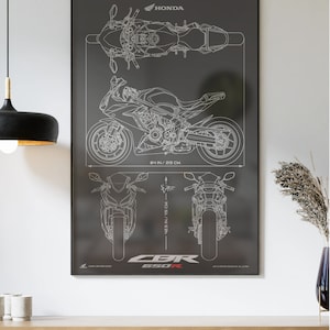 Honda CBR 650R (2020) Minimalistic Blueprint - Motorcycle Poster