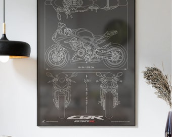 Honda CBR 650R (2020) Plan minimaliste - Moto Poster