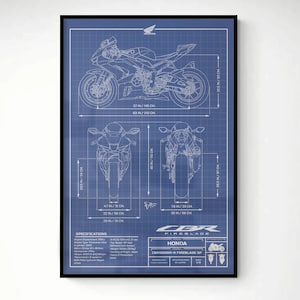Honda CBR1000RR-R Fireblade SP (2021) Informational Blueprint - Motorcycle Poster