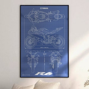 Yamaha YZF-R6 (2006) Minimalistic Blueprint - Motorcycle Poster