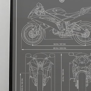 Yamaha YZF-R6 (2013) Informational Blueprint - Motorcycle Poster - Etsy
