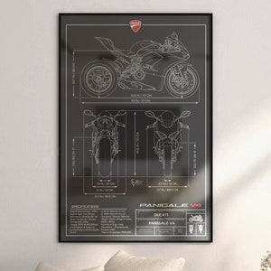 Ducati Panigale V4 (2018) Informational Blueprint - Motorcycle Poster