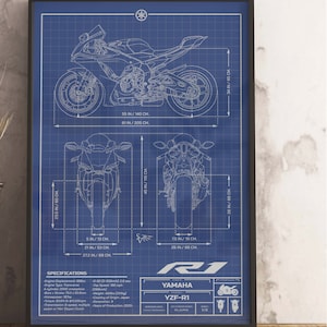 Yamaha YZF-R1 (2020) Informational Blueprint - Motorcycle Poster