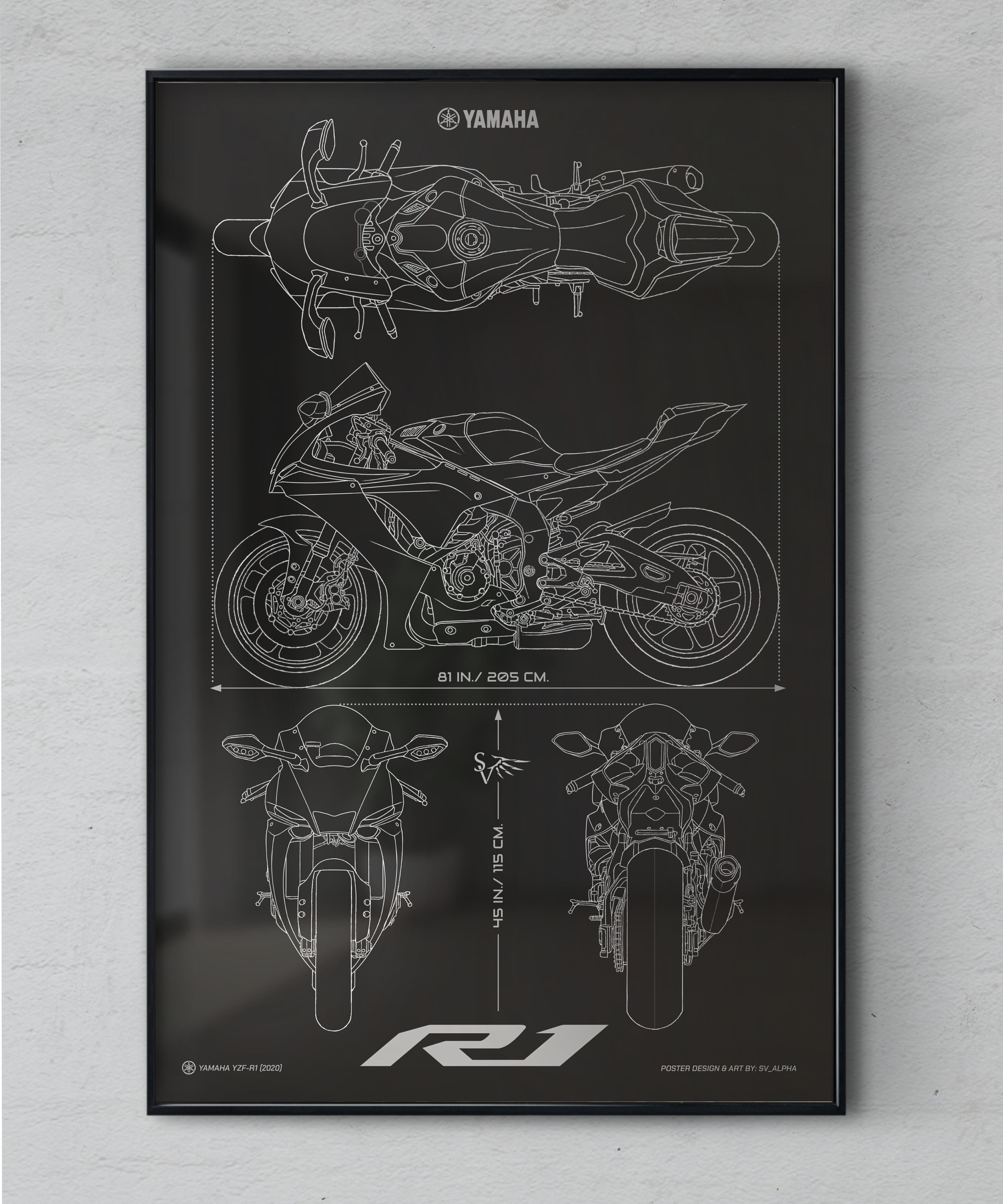 Yamaha R1 Luxury Motorcycle Speed Motorcycle Wall Art Home Decor - POSTER  20x30