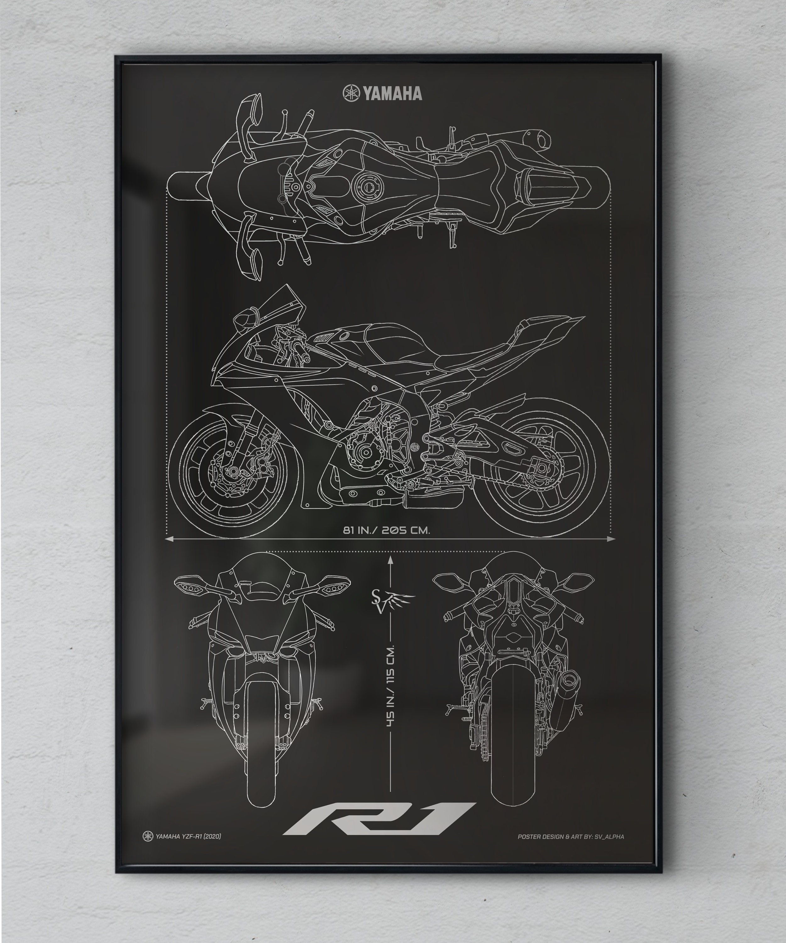 Yamaha R1 Luxury Motorcycle Speed Motorcycle Wall Art Home Decor - POSTER  20x30