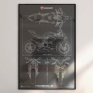 Ducati Panigale V2 (2020) Minimalistic Blueprint - Motorcycle Poster
