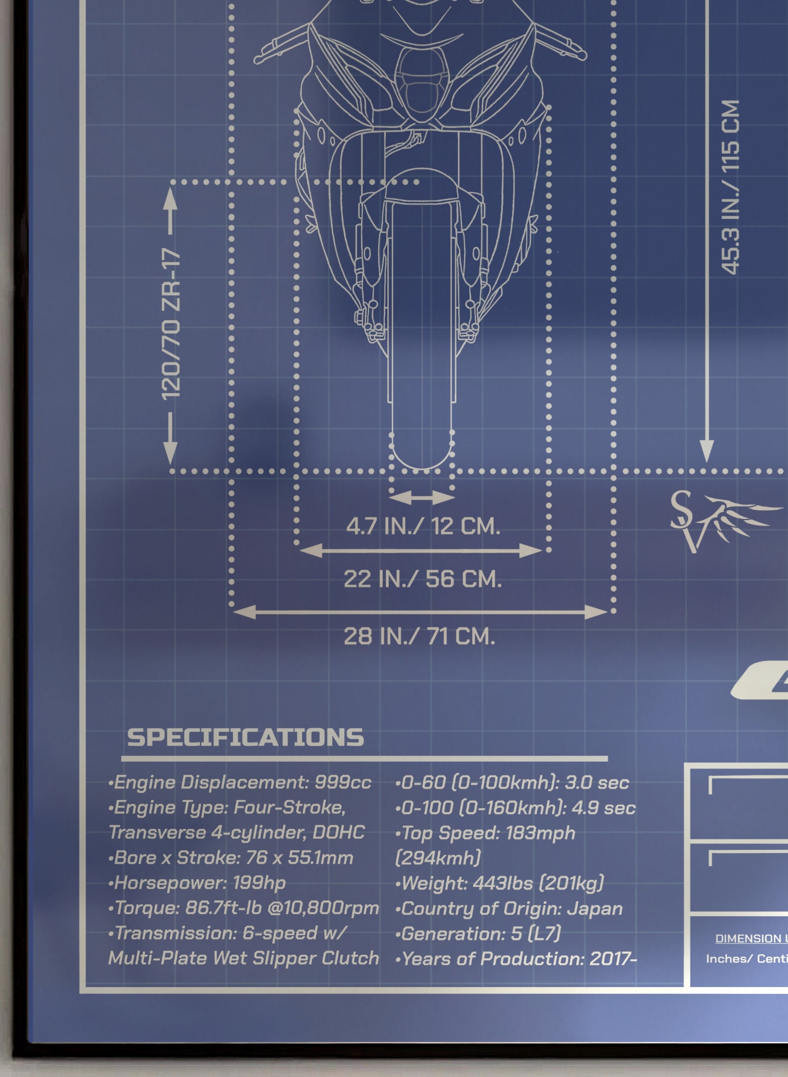 Suzuki GSX-R1000 (2019) Informational Blueprint - Motorcycle Poster - Etsy