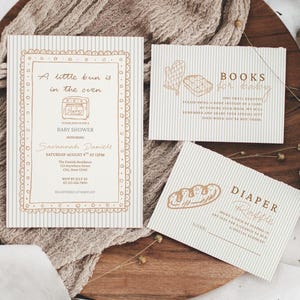 Bun in the Oven Baby Shower Invitation Set: Neutral Bakery Doodle Invite Bundle (Digital Download) 008