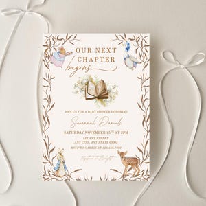 Fairytale Baby Shower Invitation: Our Next Chapter Storybook Animals Editable Template (Digital Download)