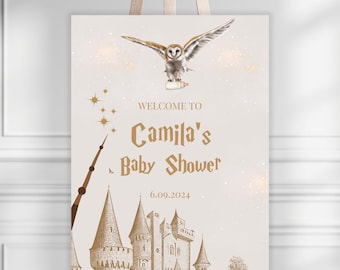 Magic Delivery Baby Shower Welcome Sign, Magical Delivery Template, Magic Bundle, Owl, Magic Wand, Canva Editable Sign
