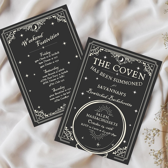 Witchy Bachelorette Invitation & Itinerary: Salem Coven Weekend (Digital Download)