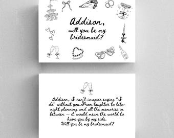 Bridesmaid Proposal Card Template: Modern Black & White (Digital Download)