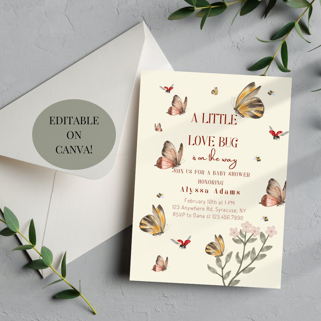 Little Love Bug Butterfly, Lady Bug & Bumble Bee Baby Shower Printable ...