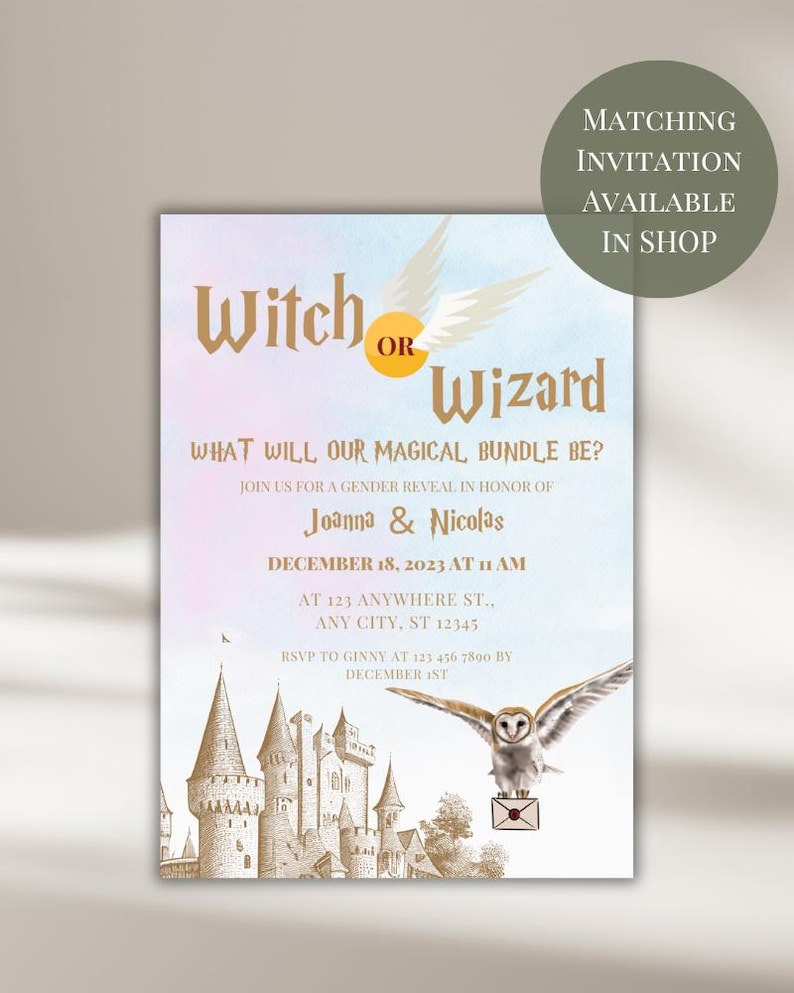 Witch or Wizard, Boy or Girl Gender Reveal Voting Board, Magical