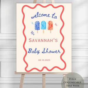 She’s Ready to Pop Baby Shower Welcome Sign | Summer Watercolor Popsicle Theme Sign | Baby Shower Decor | Editable Template