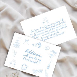 Blue Bridesmaid Proposal Card Template: Editable Coquette Invite (Digital Download)