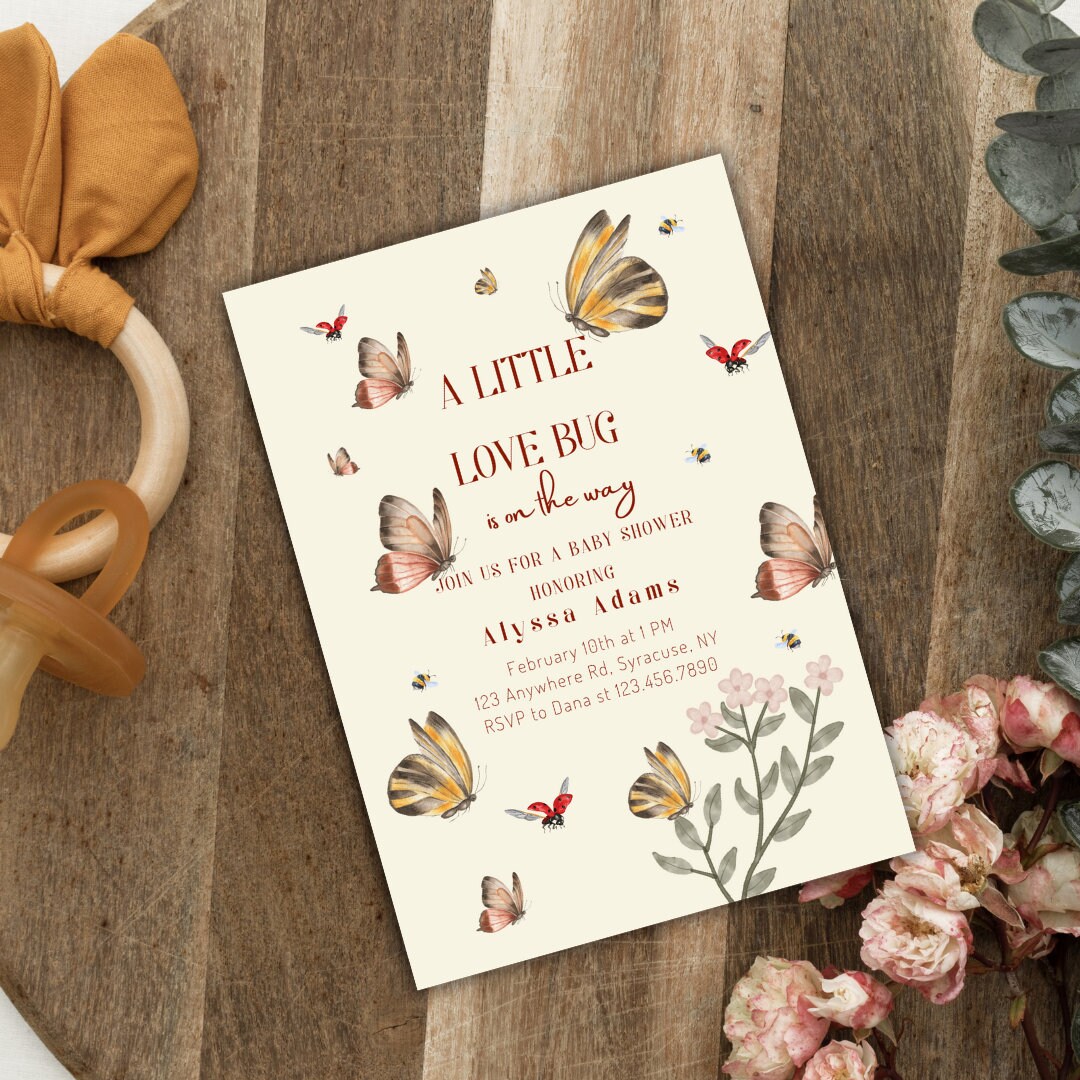 Little Love Bug Butterfly, Lady Bug & Bumble Bee Baby Shower Printable ...