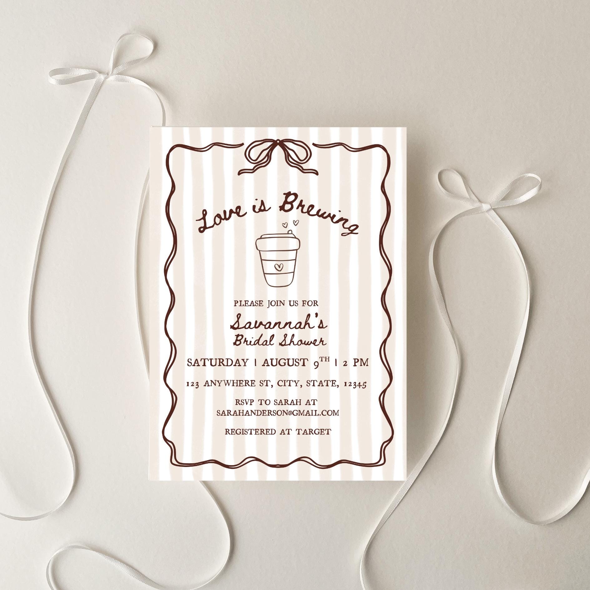 Love Is Brewing Bridal Shower Invitatio: Espresso Theme Printable Template (Digital Download)