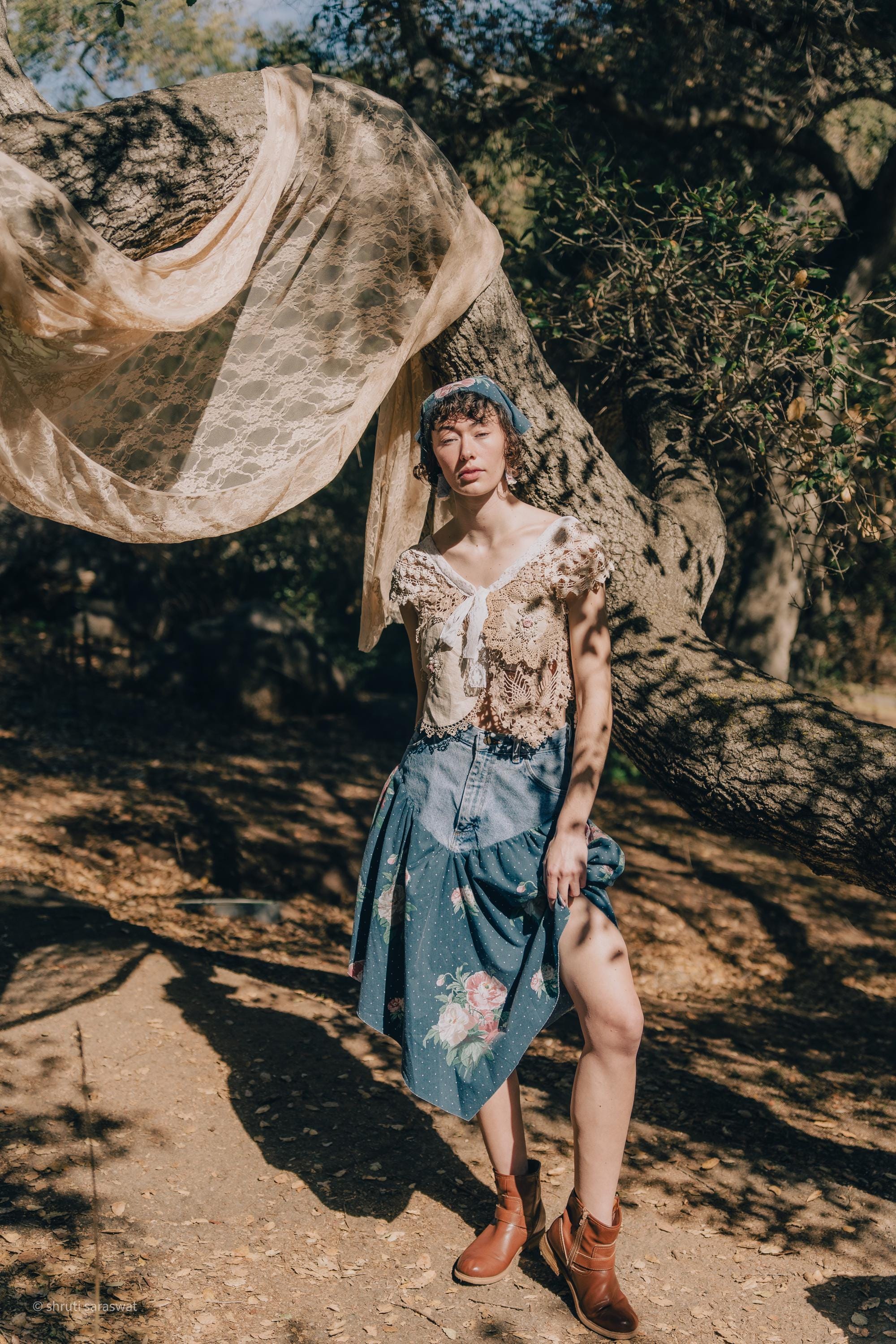 Floret Denim Skirt