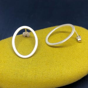 Sterling silver oval stud earrings