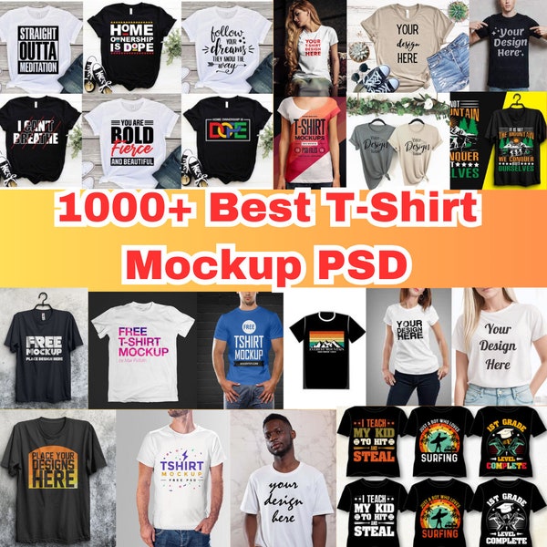 Plus de 1 000 meilleures maquettes PSD de t-shirt, lot de maquettes de t-shirts, maquette de modèle de t-shirt blanc, maquettes hippie bohème, maquette style de vie