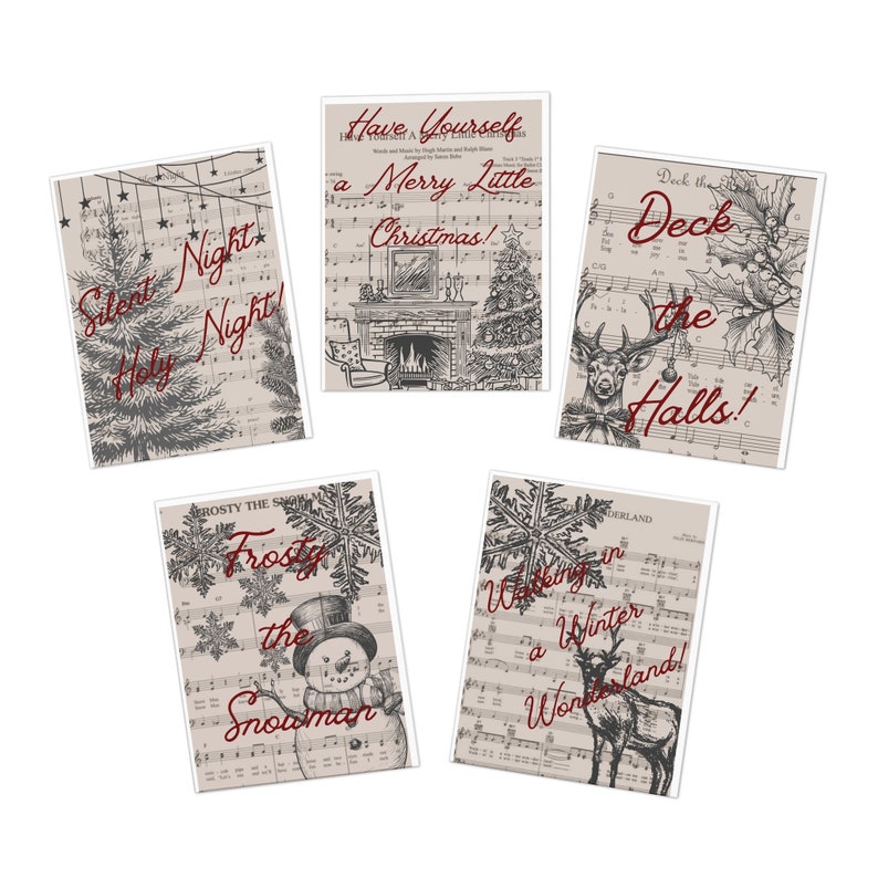 Christmas Greeting Cards Blank Inside 5-pack - Etsy