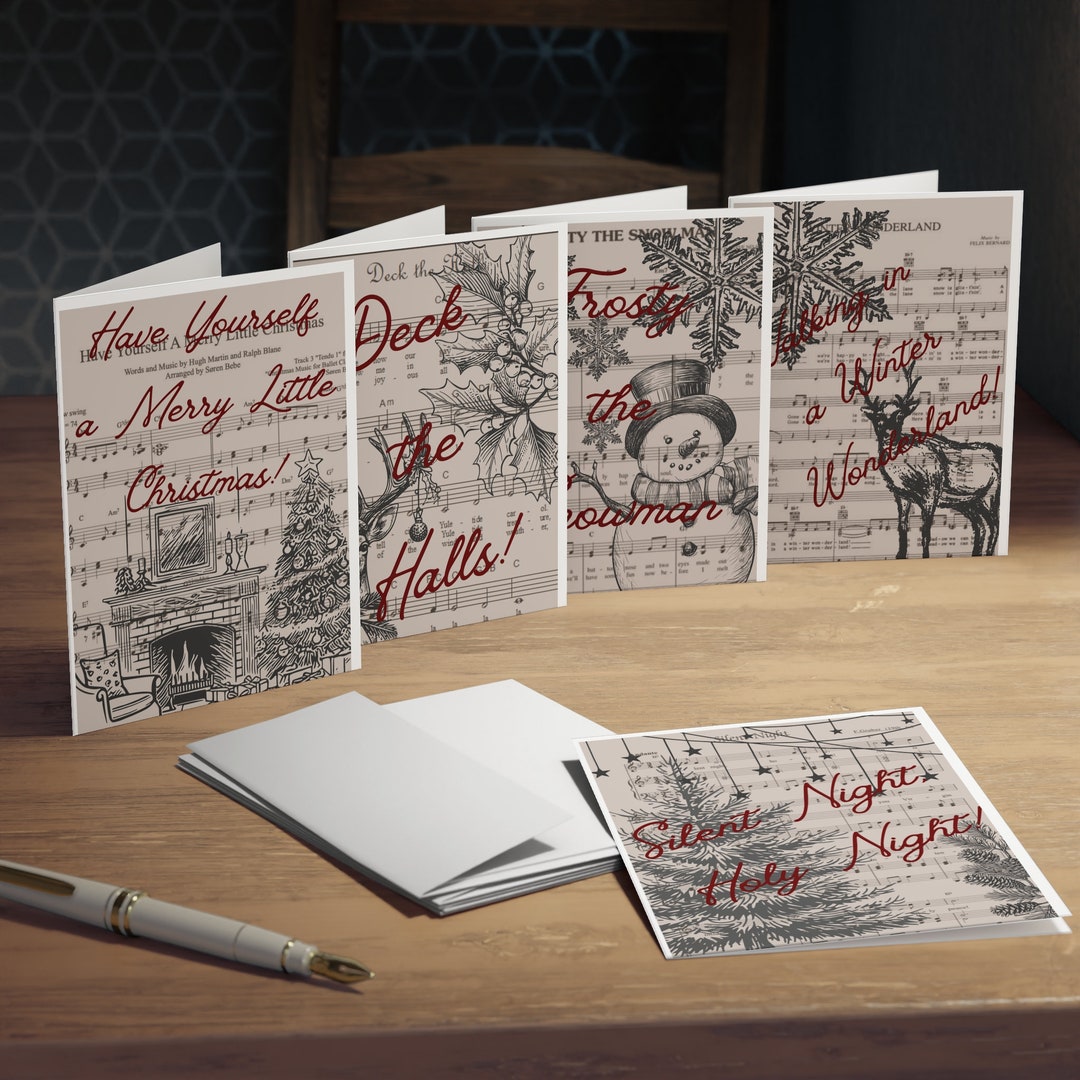 Christmas Greeting Cards Blank Inside 5-pack - Etsy