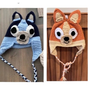Blue Dog Hat, Orange Dog Hat, Grey Dog Hat,  Orange Hat, Blue Hat, Heeler Dogs, Child Hat, Cartoon Hat - Halloween  - Muffin, Bingo, Blue