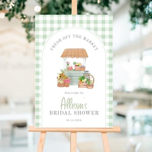 Fresh Off The Market Bridal Shower Welcome Sign, Farmer&#39;s Market Bridal Shower Welcome Poster, Printable Editable Template 0117