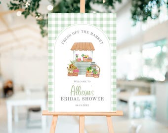 Fresh Off The Market Bridal Shower Welcome Sign, Farmer's Market Bridal Shower Welcome Poster, Printable Editable Template 0117