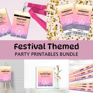 Festival Party druckbare Bundle, Musik Fest Ticket, Armband, Willkommensschild, Kidchella, Bach Fest, bearbeitbare Vorlagen Sofort-Download 0027