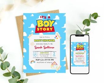 Toy Story Theme Baby Shower Invitation, It's a Boy Story Baby Shower, Baby Shower Invite, Editable Template Printable Instant Download 0034