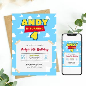 Toy Story Theme Birthday Invitation, Kids Birthday Digital or Printable Invitation, E-Invite, Editable Template Instant Download 0034