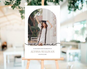 Graduation Welcome Sign, Grad Party Decor, Graduation Banner, Grad Yard Sign, Class of 2025, Editable Template, Printable Sign 0066